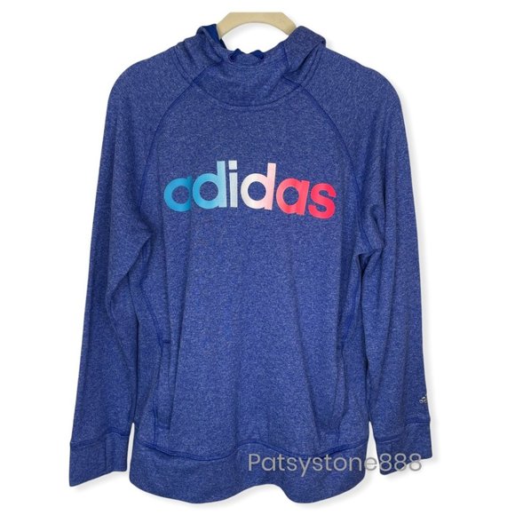 adidas Tops - Adidas Space Dye Blue Hoodie with Ombre Logo, L